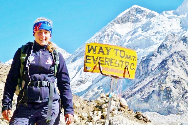 Alyssa Azar at the base of 800 metres climb to the Summit@facebook