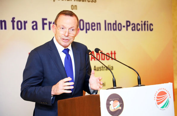 Tony Abbott addressing India Foundation new Delhi