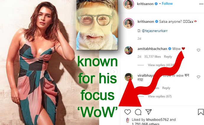 Amitabh labeled tharki buddha for commenting on Kriti Sanon pic