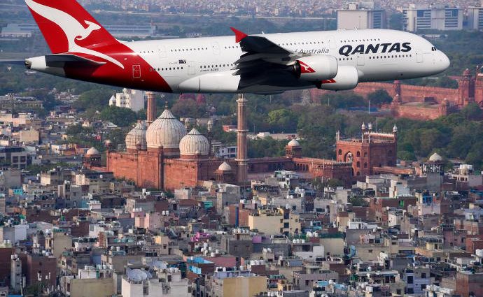 Qantas Sydney-Delhi flight departs