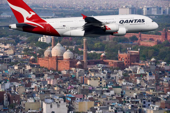 Qantas Sydney-Delhi flight departs