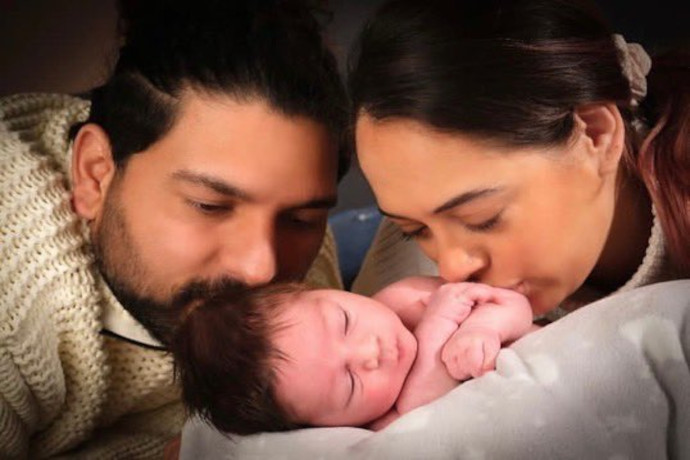 Yuvraj Singh with wife Hazell Keech and son Orion Keech Singh