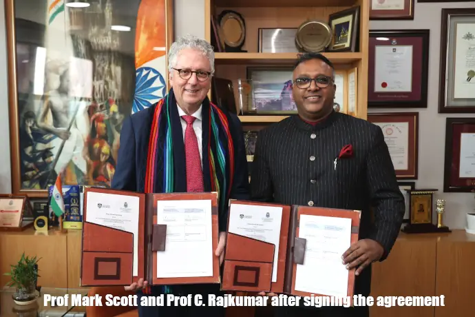 Mark Scott of Uni of Syd with C. Rajkumar of O. P. Jindal Global University