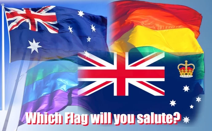 Joe McCracken - Gay Flag v Vic Aus Flag