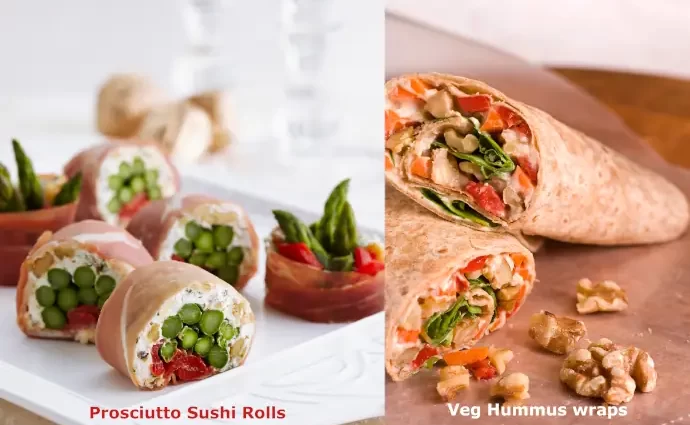 Recipes Vegetarian Hummus Wraps Prosciutto Sushi Rolls - BT