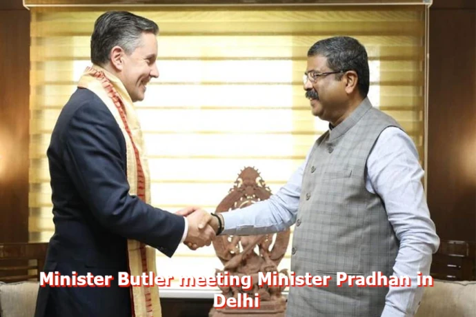 Mark Butler meeting Dharmendra Pradhan in Delhi