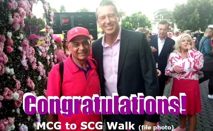 MCG to SCG walk completion - with-Glen-McGrath