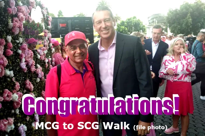 MCG to SCG walk completion - with-Glen-McGrath